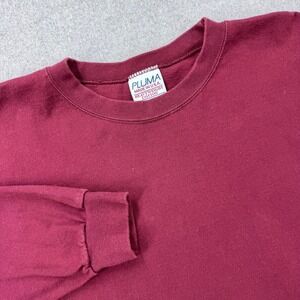 VTG 90s PLUMA Mens Heavyweight Long Sleeve T-Shirt Burgundy Blank XL Made in USA